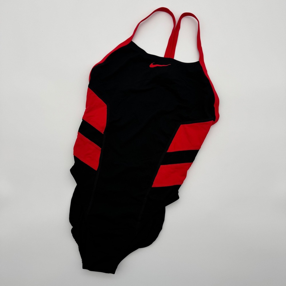 Nike HydraStrong One Piece Swimsuit Womens Size 34 Black And Red Colorblock